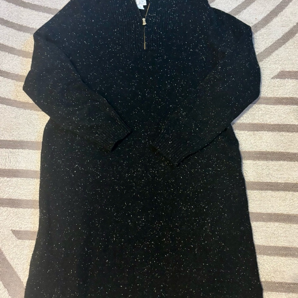 J. Crew Black and White Speckled Knit Sweater